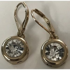 Tahari Rose Gold Tone w/Clear Cut Crystals Drop Earrings